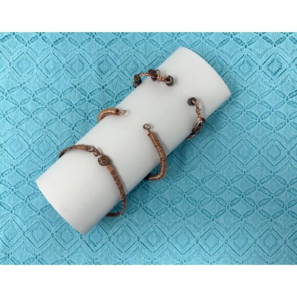 Three Handcrafted 1990s Vintage Copper Wire Bangle Bracelets - Picture 3 of 7